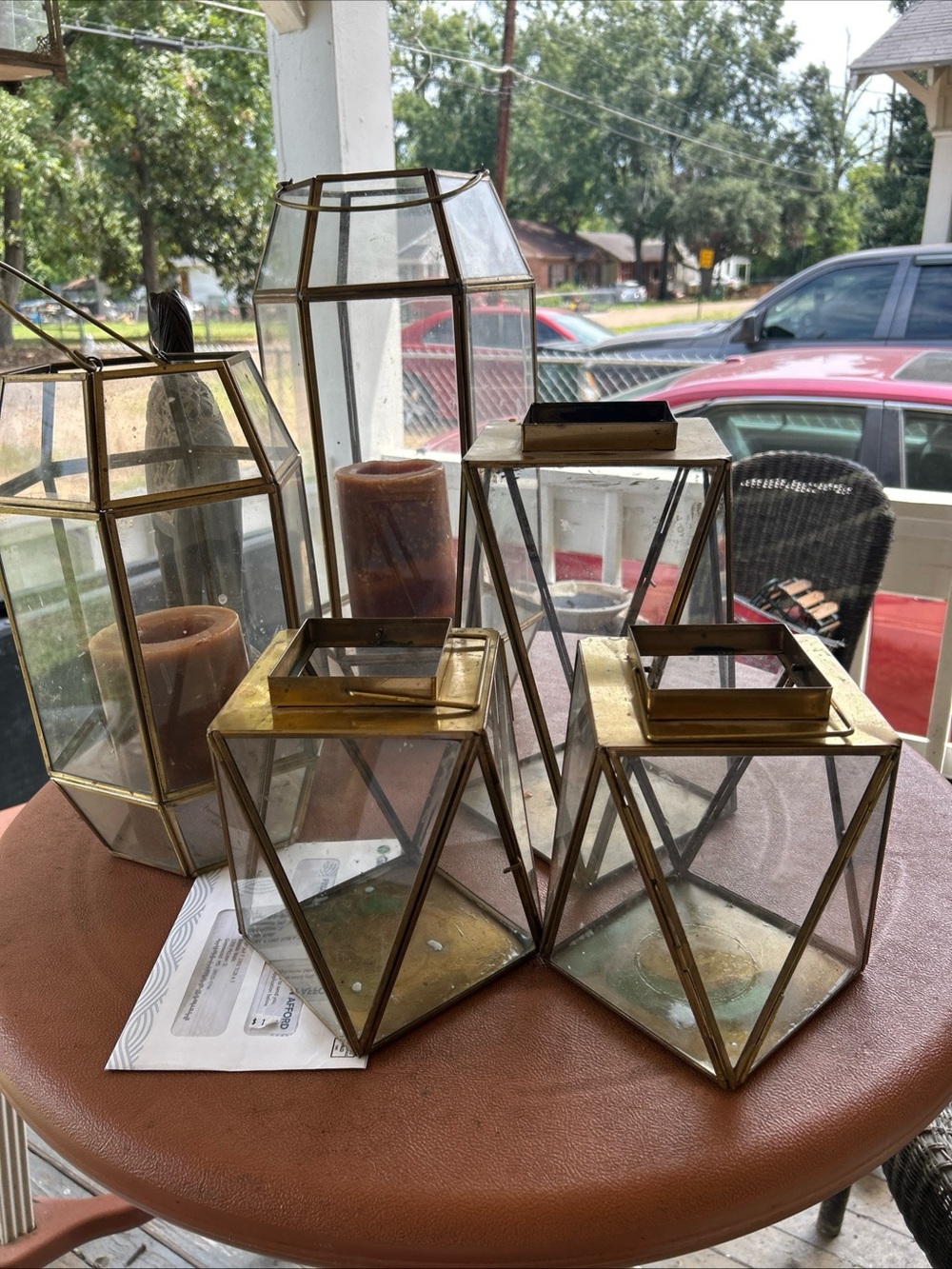 4 pc vintage brass lamp